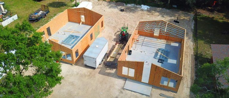 aerial view of a structural insulated panel construction site
