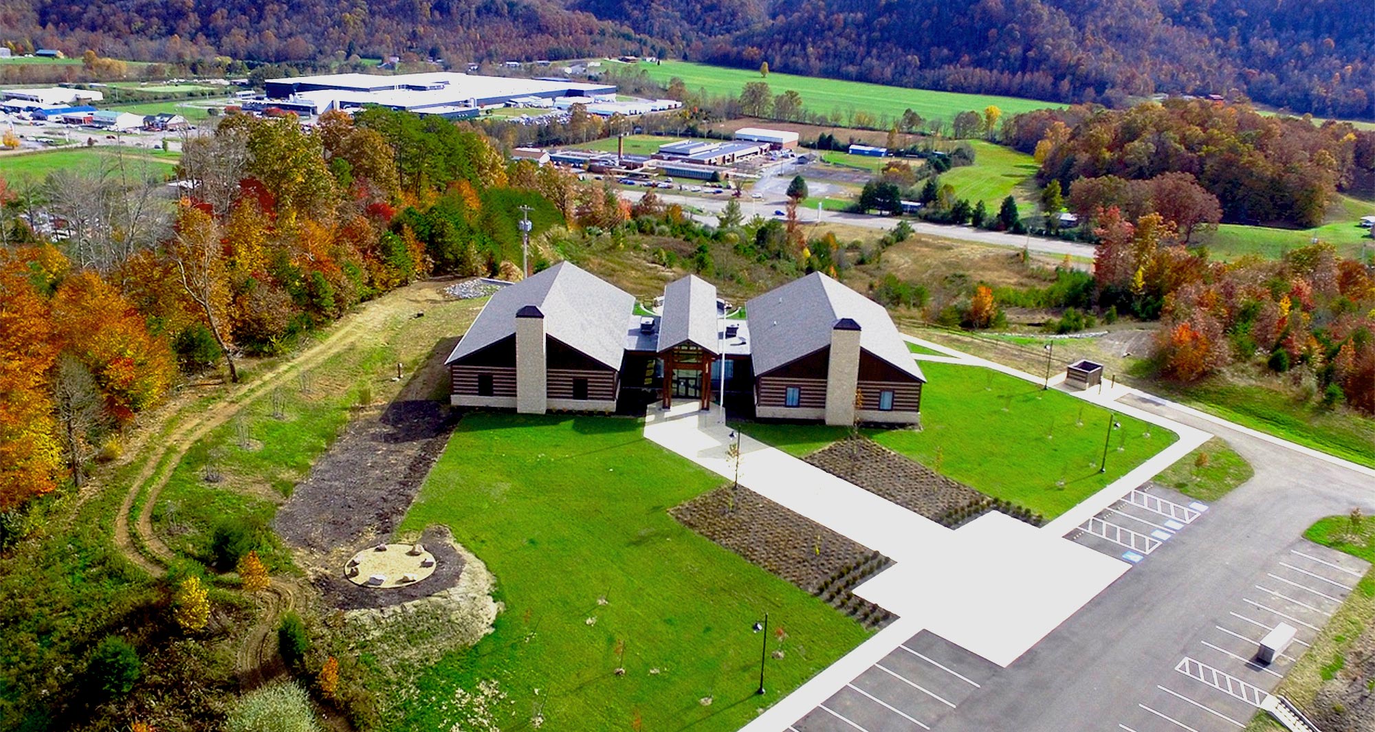 Aerial view of the SIPs built Daniel Boone center